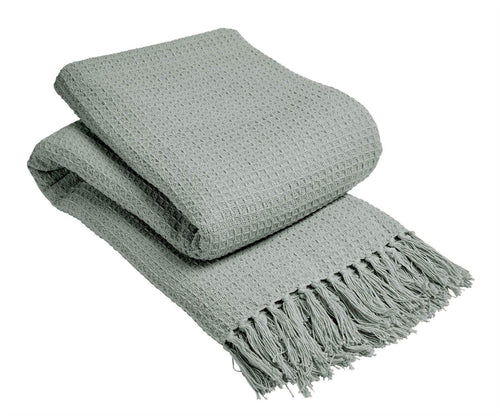 OLIVIA ROCCO Lisbon Pure Indian Cotton Handwoven Honeycomb Throw Blanket Lightweight
