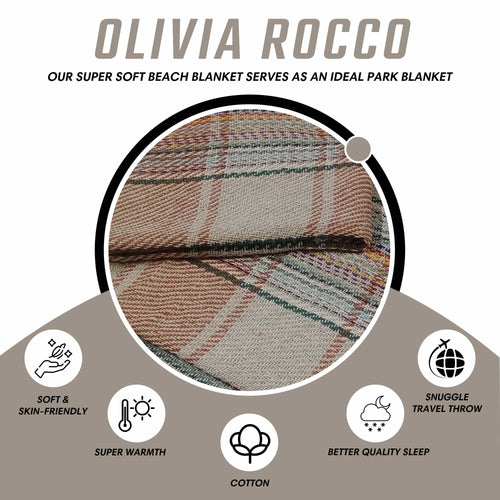 OLIVIA ROCCO Eco Friendly Recycled Cotton Picnic Blanket 130 x 150 cm Check Stripe Design