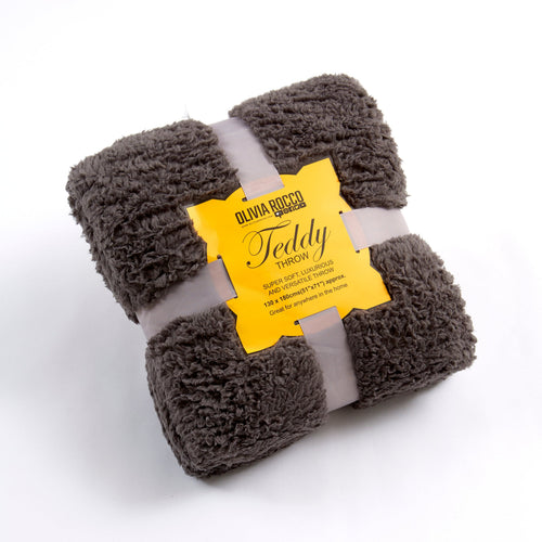OLIVIA ROCCO Oversized Teddy Throw Blanket Super Soft Faux Fur Fleece For Sofa Or Bed