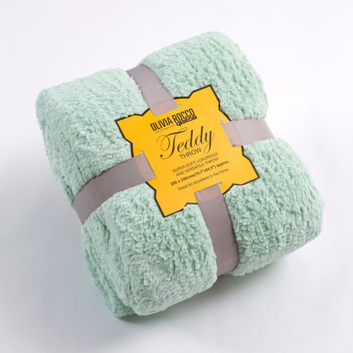OLIVIA ROCCO Oversized Teddy Throw Blanket Super Soft Faux Fur Fleece For Sofa Or Bed