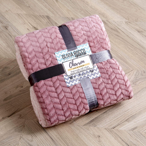 OLIVIA ROCCO Chevron Ombre Throw Blanket Oversized Chunky Soft Fleece for Sofa or Bed