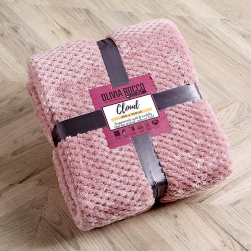 OLIVIA ROCCO Cloud Honeycomb Throw Oversized Chunky Soft Fleece Blanket Faux Fur