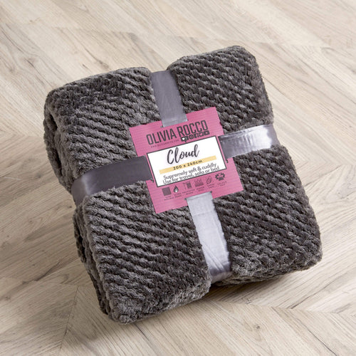 OLIVIA ROCCO Cloud Honeycomb Throw Oversized Chunky Soft Fleece Blanket Faux Fur