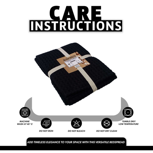 OLIVIA ROCCO Florian Checked Throw Blanket 100% Cotton Black Bedspread For Sofas