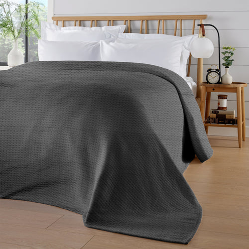 OLIVIA ROCCO Florian Checked Grey Throw Blanket Bedspread For Sofas Armchairs Settees