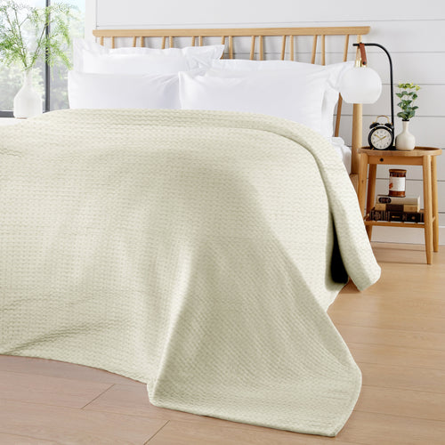 OLIVIA ROCCO Florian Checked Throw Blanket Natural Cotton Bedspread For Sofas Armchairs