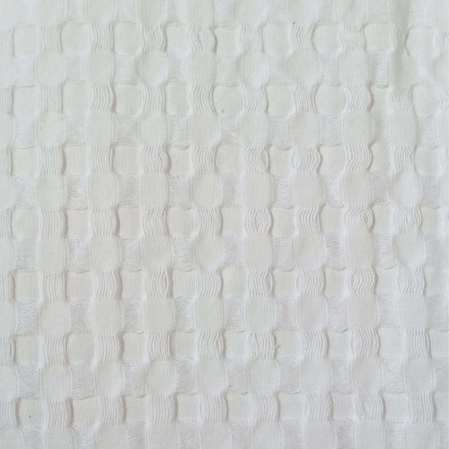 OLIVIA ROCCO Florian Checked Throw Blanket White 100% Cotton Bedspread For Sofa And Bed