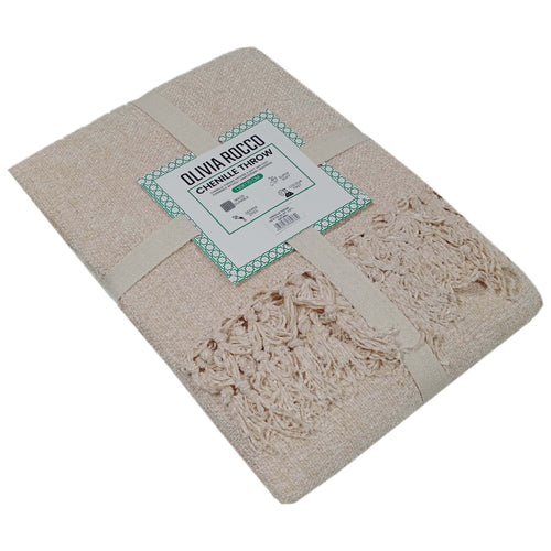 OLIVIA ROCCO Chenille Tassel Throw Blanket for Couch Sofa Chair Bed All-Season Cosy Sofa and Bedroom Layering