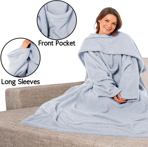 OLIVIA ROCCO Wearable TV Blanket With Sleeves And Pocket Ultra Soft Fleece 140x183