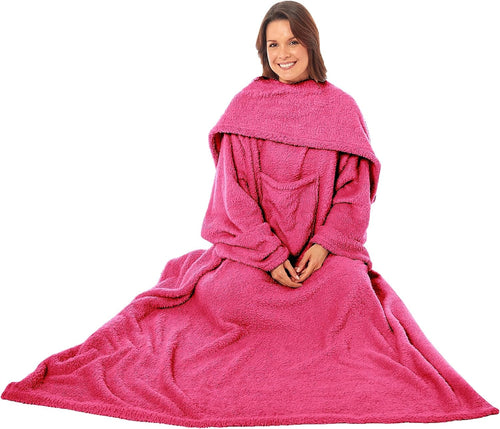 OLIVIA ROCCO Wearable TV Blanket With Sleeves And Pocket Ultra Soft Fleece 140x183