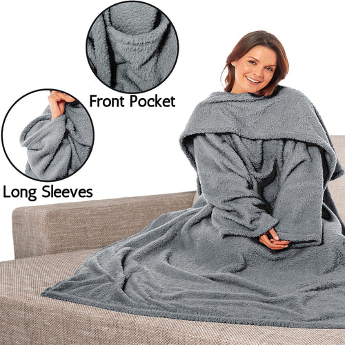 OLIVIA ROCCO Wearable TV Blanket With Sleeves And Pocket Ultra Soft Fleece 140x183