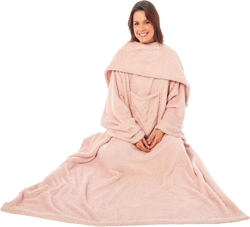 OLIVIA ROCCO Wearable TV Blanket With Sleeves And Pocket Ultra Soft Fleece 140x183