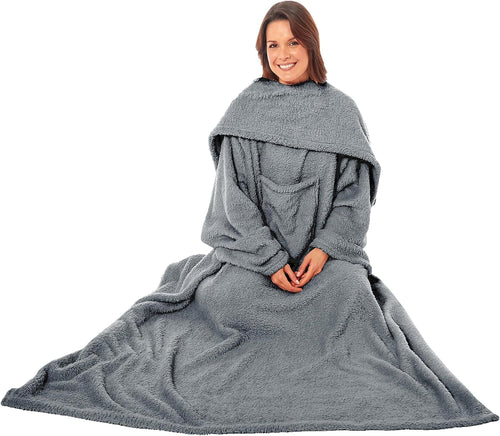 OLIVIA ROCCO Wearable TV Blanket With Sleeves And Pocket Ultra Soft Fleece 140x183