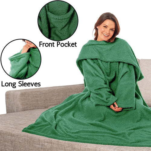 OLIVIA ROCCO Wearable TV Blanket With Sleeves And Pocket Ultra Soft Fleece 140x183