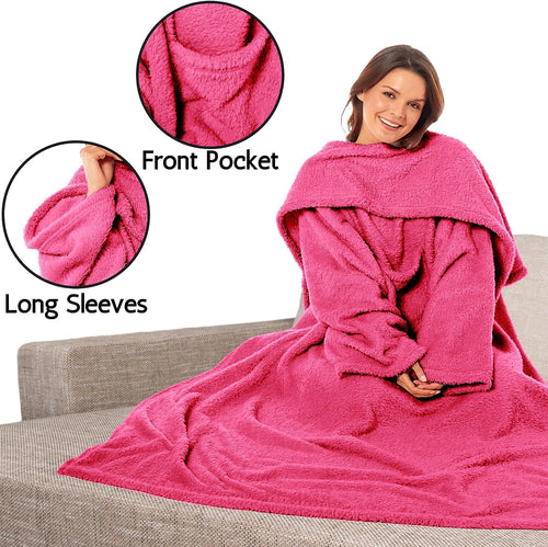OLIVIA ROCCO Wearable TV Blanket With Sleeves And Pocket Ultra Soft Fleece 140x183