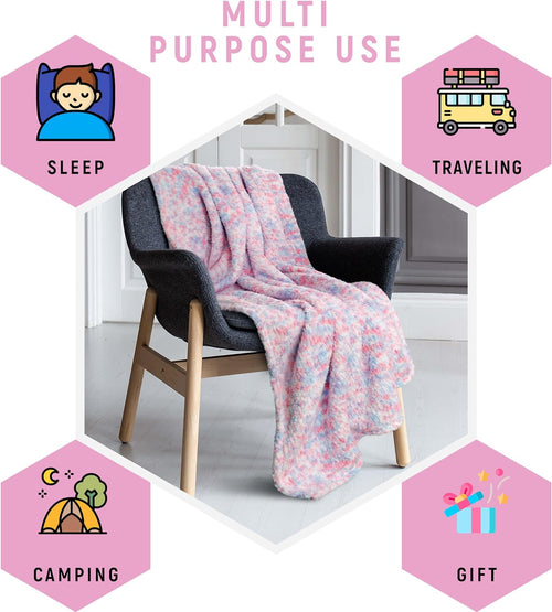 OLIVIA ROCCO Rainbow Teddy Fleece Throw For Kids 130 X 180 Cm Large Soft Blanket For Beds