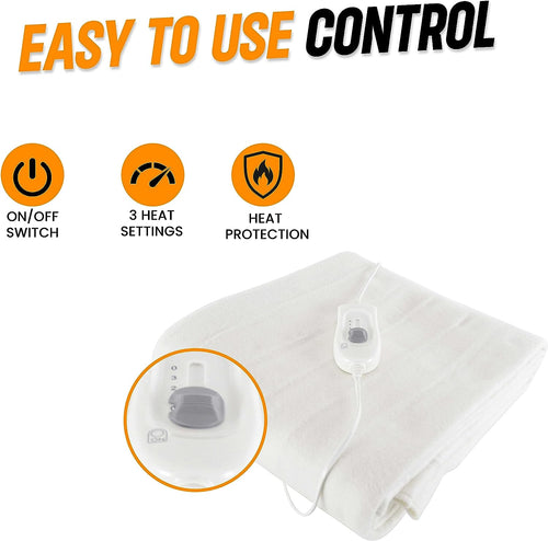 OLIVIA ROCCO Electric Heated Underblanket With 3 Heat Settings Overheat Protection Sizes