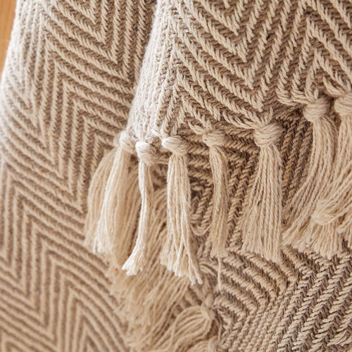 OLIVIA ROCCO Tangier Recycled Cotton Throw Blanket With Decorative Tassels Lightweight