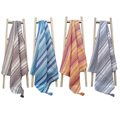 OLIVIA ROCCO Mia Bohemian Throw Blanket Tribal Striped Pattern Tasselled Edges for Sofas and Beds