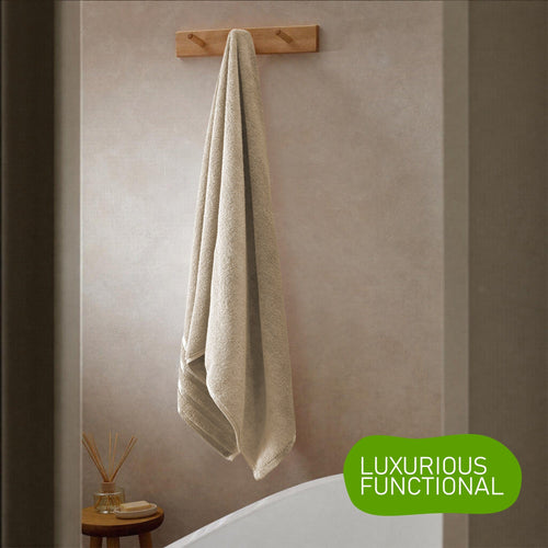 OLIVIA ROCCO Belmont Viscose Stripe Beige Towels 100% Cotton Hotel Quality Bath Towels