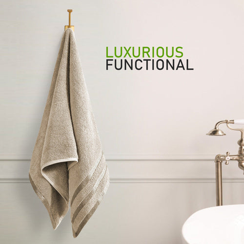 OLIVIA ROCCO Belmont Viscose Stripe Beige Towels 100% Cotton Hotel Quality Bath Towels