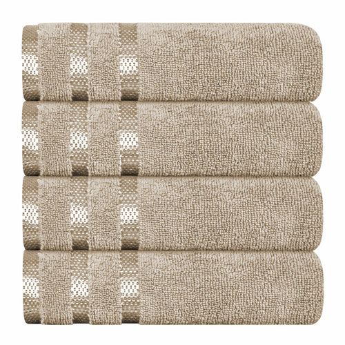 OLIVIA ROCCO Belmont Viscose Stripe Beige Towels 100% Cotton Hotel Quality Bath Towels