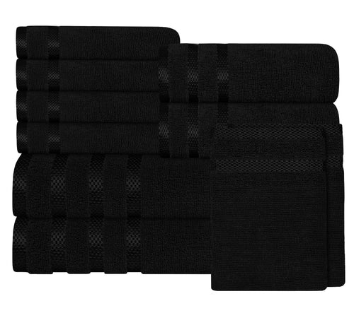 OLIVIA ROCCO Towels Belmont Viscose Stripe Black 100% Cotton Hotel Quality Bath Towels