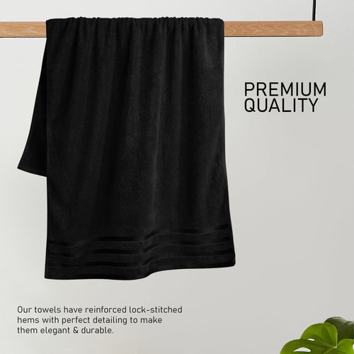 OLIVIA ROCCO Towels Belmont Viscose Stripe Black 100% Cotton Hotel Quality Bath Towels