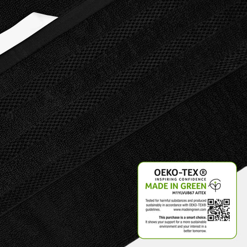 OLIVIA ROCCO Towels Belmont Viscose Stripe Black 100% Cotton Hotel Quality Bath Towels