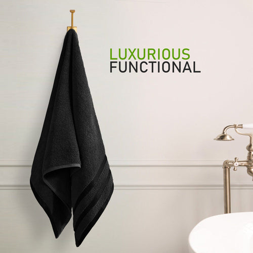OLIVIA ROCCO Towels Belmont Viscose Stripe Black 100% Cotton Hotel Quality Bath Towels
