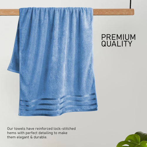 OLIVIA ROCCO Belmont Viscose Stripe Blue Towels 100% Cotton Hotel Quality Super Absorbent