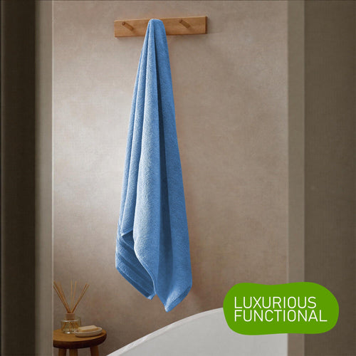 OLIVIA ROCCO Belmont Viscose Stripe Blue Towels 100% Cotton Hotel Quality Super Absorbent