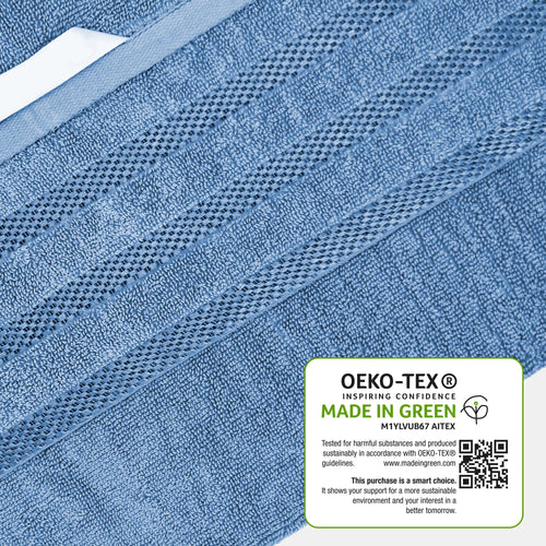 OLIVIA ROCCO Belmont Viscose Stripe Blue Towels 100% Cotton Hotel Quality Super Absorbent