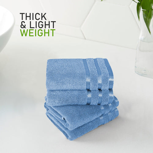 OLIVIA ROCCO Belmont Viscose Stripe Blue Towels 100% Cotton Hotel Quality Super Absorbent