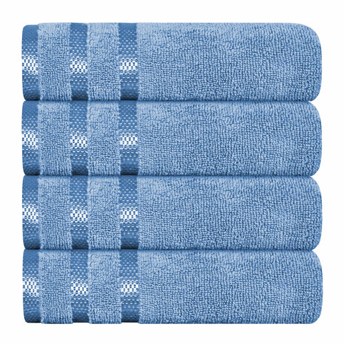 OLIVIA ROCCO Belmont Viscose Stripe Blue Towels 100% Cotton Hotel Quality Super Absorbent