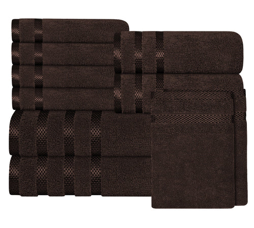OLIVIA ROCCO Belmont Viscose Stripe Brown Towels 100% Cotton Hotel Quality Bath Towels