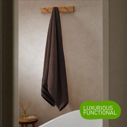 OLIVIA ROCCO Belmont Viscose Stripe Brown Towels 100% Cotton Hotel Quality Bath Towels