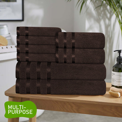 OLIVIA ROCCO Belmont Viscose Stripe Brown Towels 100% Cotton Hotel Quality Bath Towels