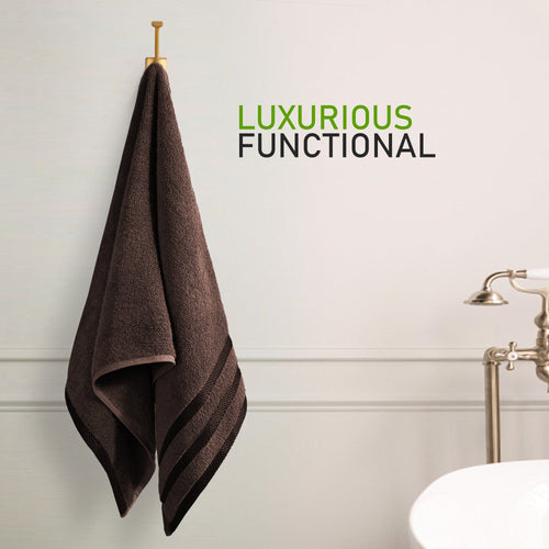 OLIVIA ROCCO Belmont Viscose Stripe Brown Towels 100% Cotton Hotel Quality Bath Towels