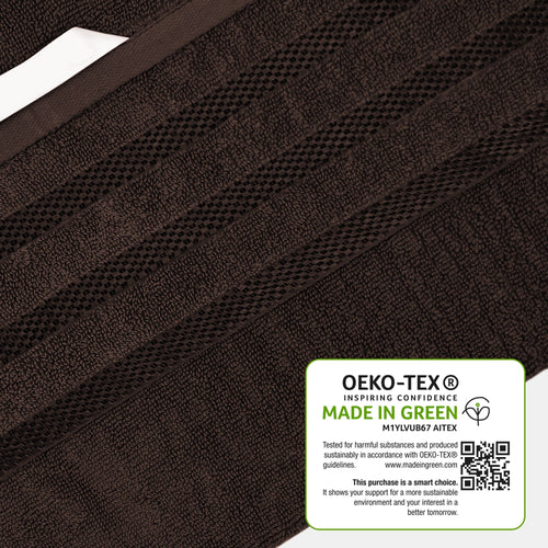 OLIVIA ROCCO Belmont Viscose Stripe Brown Towels 100% Cotton Hotel Quality Bath Towels