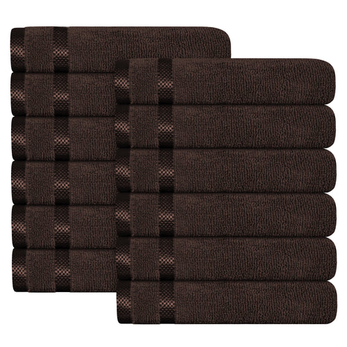 OLIVIA ROCCO Belmont Viscose Stripe Brown Towels 100% Cotton Hotel Quality Bath Towels