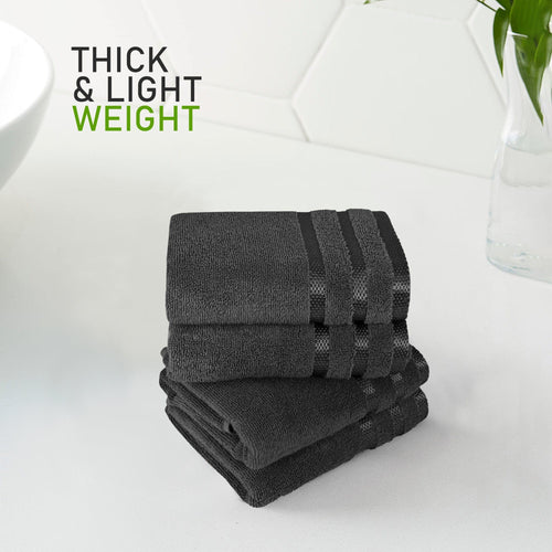 OLIVIA ROCCO Belmont Viscose Stripe Grey Towels 100% Cotton Hotel Quality Super Absorbent