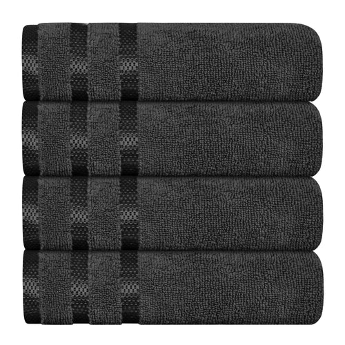 OLIVIA ROCCO Belmont Viscose Stripe Grey Towels 100% Cotton Hotel Quality Super Absorbent
