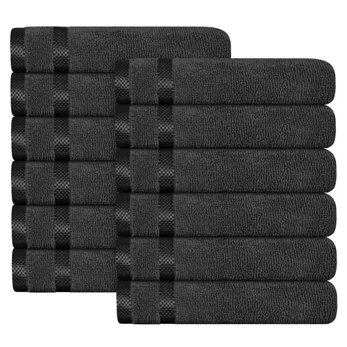 OLIVIA ROCCO Belmont Viscose Stripe Grey Towels 100% Cotton Hotel Quality Super Absorbent