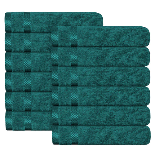 OLIVIA ROCCO Belmont Viscose Stripe Jade Green Towels 100% Cotton Hotel Quality Easy-Care Hotel-Quality Bathroom