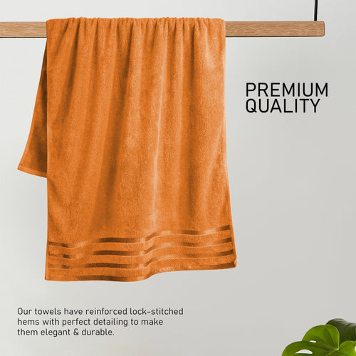 OLIVIA ROCCO Belmont Viscose Stripe Orange Towels 100% Cotton Hotel Quality Bath Towels