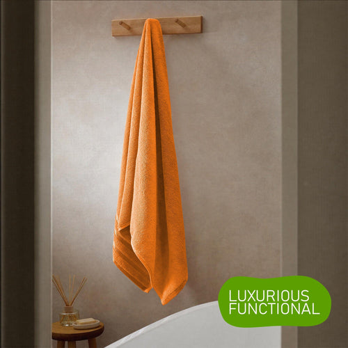 OLIVIA ROCCO Belmont Viscose Stripe Orange Towels 100% Cotton Hotel Quality Bath Towels