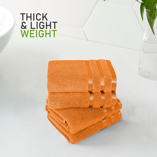 OLIVIA ROCCO Belmont Viscose Stripe Orange Towels 100% Cotton Hotel Quality Bath Towels