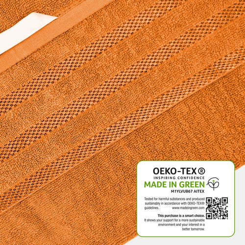 OLIVIA ROCCO Belmont Viscose Stripe Orange Towels 100% Cotton Hotel Quality Bath Towels