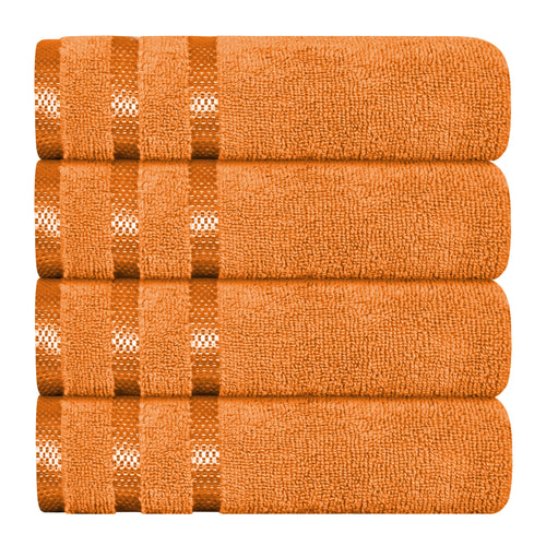 OLIVIA ROCCO Belmont Viscose Stripe Orange Towels 100% Cotton Hotel Quality Bath Towels
